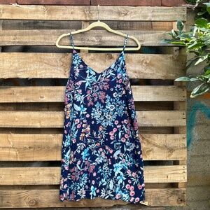 Meraki Floral Slip Dress Navy Blue Spaghetti Strap Mini